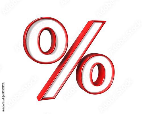 Percent Sign 3D Icon Isolated on White Background for Sale Discount and Special Offer Promotion