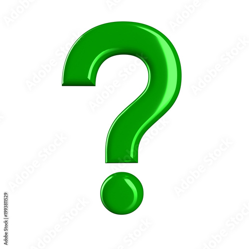 Question Mark 3D Green Icon Isolated on White Background for Help Support and FAQ Design
