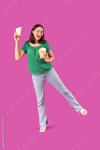Happy young woman with fren...
