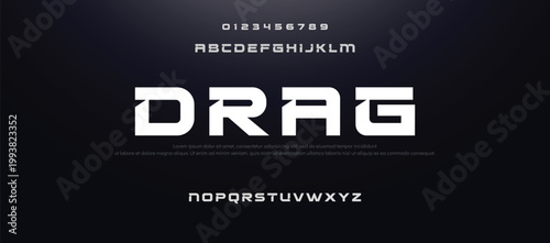 DRAG Abstract scifi modern alphabet fonts. Science fiction typography sport, technology, fashion, digital, future creative logo font. vector illustration
