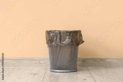 Empty trash bin with garbag...