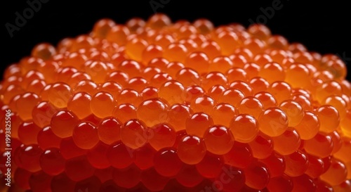 Close-up Macro Shot of Vibrant Red Salmon Roe Caviar.