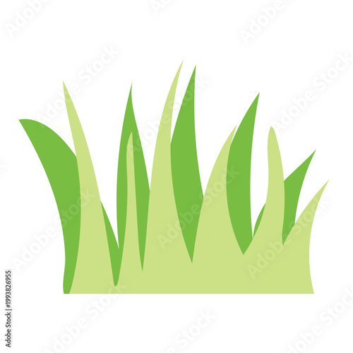 green grass vector, Simple orange and green Lemon vector design, 2D flat vector green grass illustration icon isolated on a white background, Cute Hand-Drawn Fruit Character Collection