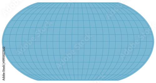 Quadro su tela Empty world globe grid template, simple blue latitude longitude map vector isolated on white