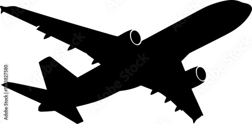 Airplane flying silhouette black shadow outline profile
