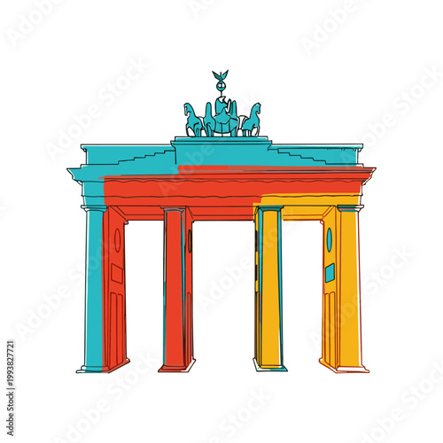 Brandenburg Gate Illustration with German Flag Colors