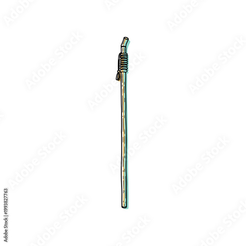 Hand-drawn Yerba Mate Bombilla Straw, Traditional South American Drink Accessory