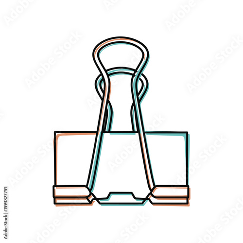 Binder Clip Icon - Simple Vector Illustration of Office Supply