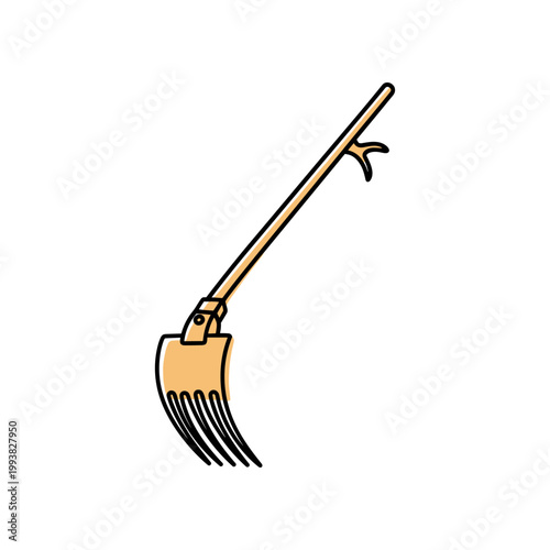 Simple Hand-Drawn Garden Hoe Tool Illustration
