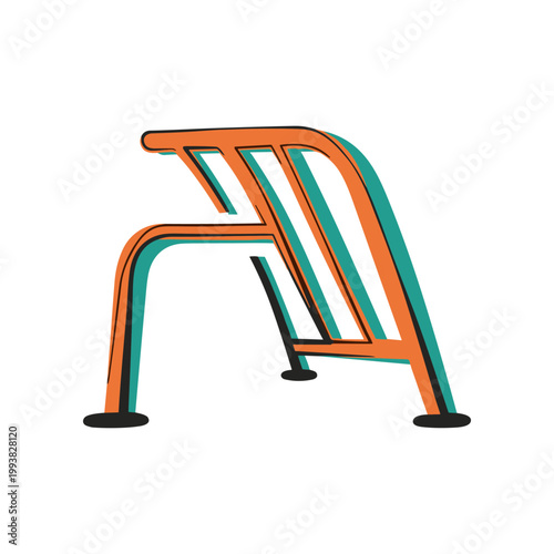 Modern Orange Bicycle Rack with Teal Shadow Effect