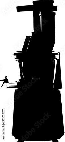 Black silhouette of a juicer with a glass, minimalist style, flat design
