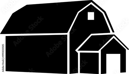 Minimalist black barn silhouette icon symbol isolated on white background
