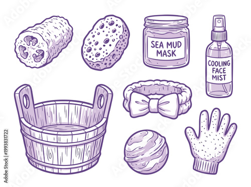 Spa Day Essentials Loofah Sponge Mask and More for Relaxation.