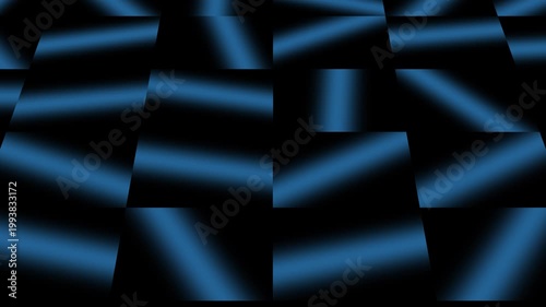 Abstract graphic background with 3D black and blue color gradient motion, seamless loop