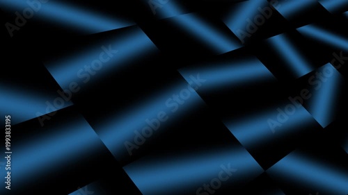 Abstract graphic background with 3D black and blue color gradient motion, seamless loop