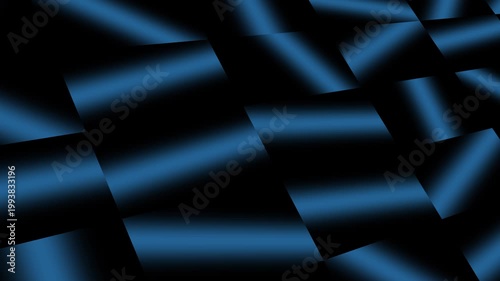 Abstract graphic background with 3D black and blue color gradient motion, seamless loop
