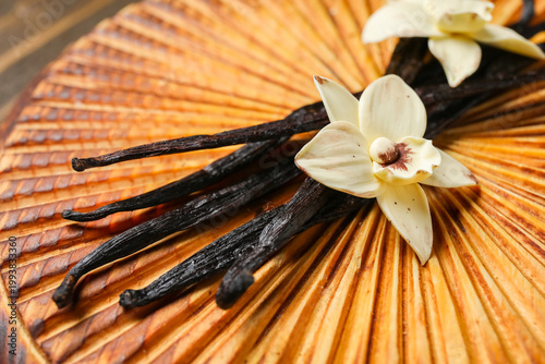 Board with aromatic vanilla...