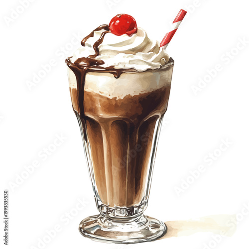 Tableau sur toile Milkshake, soft and charming watercolor, isolated on a white background, delicate and elegant style