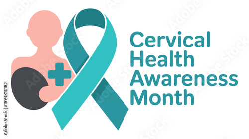 Teal ribbon symbolizing cervical health awareness and support