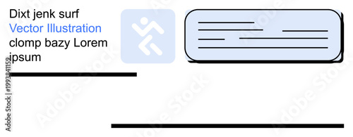 Fitness , exercise branding, web templates, data visualization, sports communication, active lifestyles. Abstract figure running with styled text box. Fitness themes and exercise branding concept