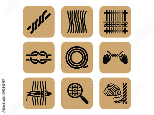 Textile Craft Icons Set.
