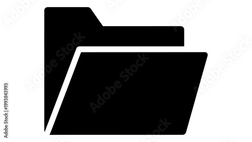 Black folder icon, simple flat design for digital file management, document storage symbol, vector illustration isolated