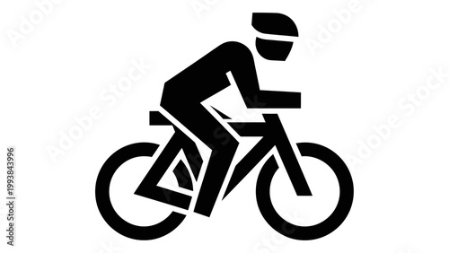 Cyclist icon, professional road bike rider silhouette, vector illustration of a person cycling, isolated on white backgr