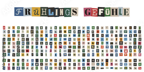 Bunte Buchstaben im Erpresserbrief-Stil für Frühlingsgefühle und DIY Collagen