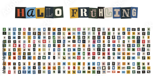 Buntes Alphabet Set im Erpresserbrief-Stil für kreative Frühlingsgrüße und DIY Projekte