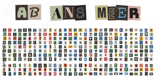 Erpresserbrief Alphabet Set, Ransom Note Buchstaben, DIY Basteln und Collagen Design