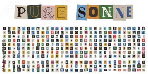 Alphabet und Zahlen Set im Stil von Erpresserbriefen fuer kreative Collagen und anonyme Botschaften