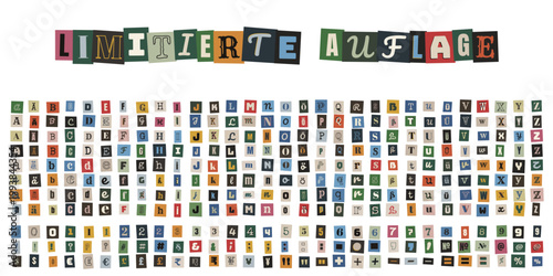 Anonyme Erpresserbriefe und Drohbriefe aus Zeitungsausschnitten, Limitierte Auflage Schriftzug