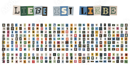 Liebe ist Liebe Erpresserbrief Alphabet, bunte ausgeschnittene Buchstaben Set, LGBTQ Pride Botschaft