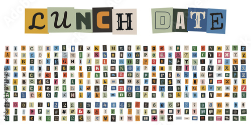 Erpresserbrief Alphabet Set, Ransom Note Buchstaben, DIY Bastelvorlage fuer anonyme Nachrichten