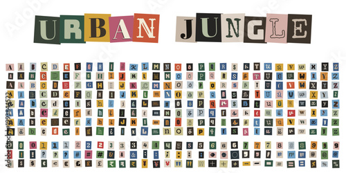 Punk Zine Alphabet Set mit ausgeschnittenen Buchstaben im Erpresserbrief Stil fuer kreative Collagen