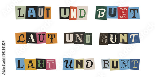 Laut und Bunt Schriftzug im Erpresserbrief Stil für Neurodiversität und ADHS Awareness Kampagnen