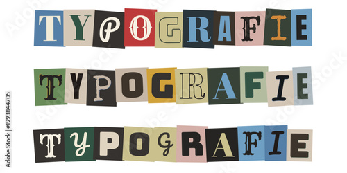 Kreative Typografie im Erpresserbrief-Stil, analoges Schrift-Design für Collagen und Grafikprojekte