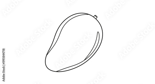 Simple Line Drawing of a Mango.