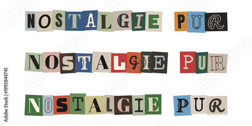 Nostalgie Pur Schriftzug im Erpresserbrief Stil für True Crime Podcast Cover und Retro Collagen