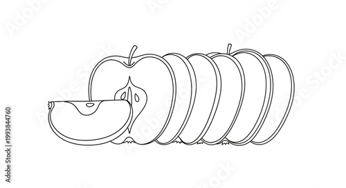 Sliced Apple Illustration with Core Visible.