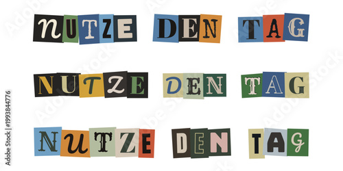 Nutze den Tag Schriftzug im Collagen Stil fuer Vision Board und kreatives Journaling