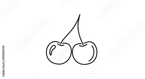 Simple Line Drawing of Two Cherries.