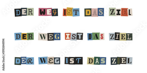 Der Weg ist das Ziel Motivationsspruch im Collagen Stil für Coaching und Achtsamkeit