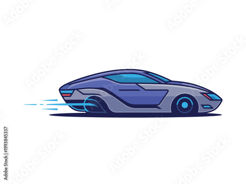 A sleek, purple sports car speeding to the right with motion lines behind it