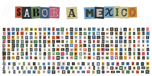 Alfabeto de recortes de revista estilo nota de rescate para diseño de collage