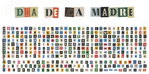 Alfabeto de recortes estilo nota de rescate para manualidades del dia de la madre