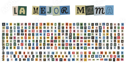 Alfabeto de recortes estilo nota de rescate para manualidades y tarjetas del Día de la Madre