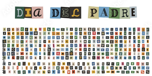 Letras de recortes de revista estilo nota de rescate para el Dia del Padre