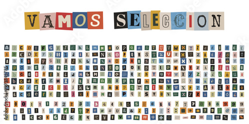 Alfabeto de recortes de revistas estilo nota de rescate para diseño creativo