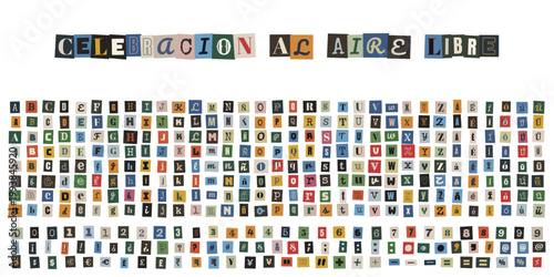 Letras de recortes de revistas para invitaciones de celebracion al aire libre y eventos infantiles